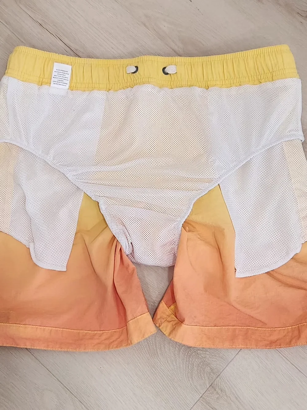 Modern Amusement Yellow to Orange Ombre Drawstring Athletic Shorts